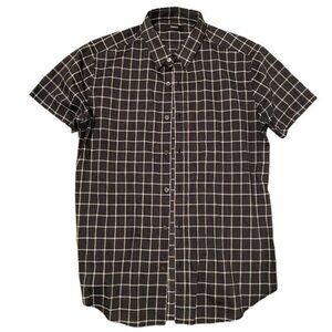 Theory black and white short sleeve button down